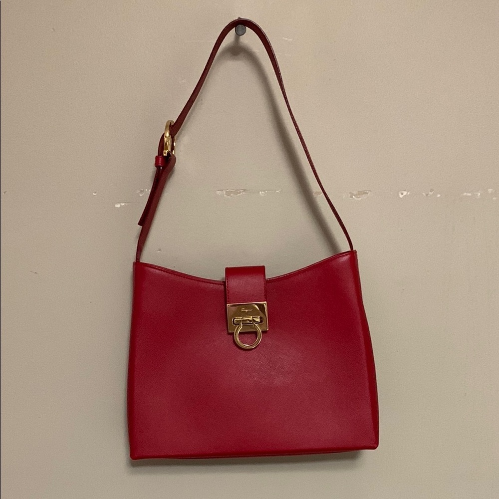 Salvatore Ferragamo Women’s Red Leather Shoulder Bag & Wallet NWT Authentic